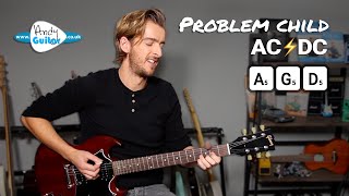 AC/DC Problem Child EASY Electric Guitar Lesson tutorial