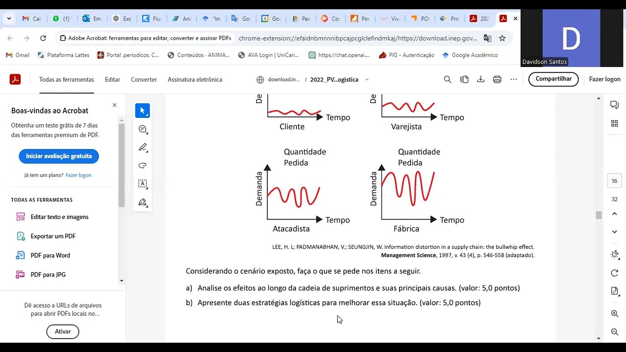 Análise de Questão Discursiva sobre efeito chicote