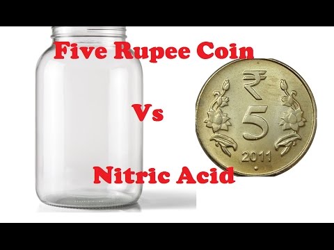 5 Rupee coin vs NITRIC ACID
