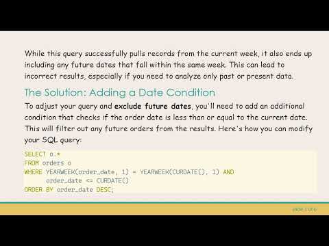 Fetching Records of the Current Week EXCLUDING Future Dates in MySQL