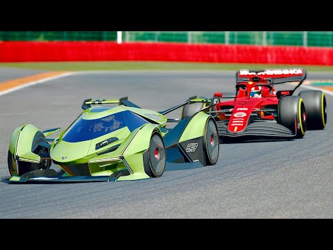 Ferrari F1 2022 vs Lamborghini V12 Vision GT at Spa
