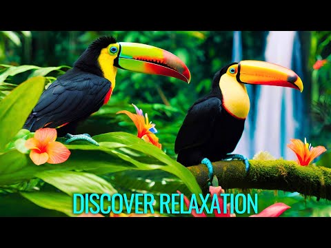 Peaceful Rainforest Ambience with Rainforest Animals and Relaxing Music,  Soothing Rainforest Music