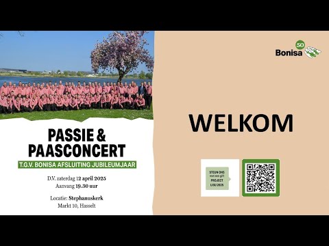 PASSIE & PAASCONCERT met EILAND URK en AFSLUITING JUBILEUMJAAR "50 jaar BONISA"  12 april 19.30 uur