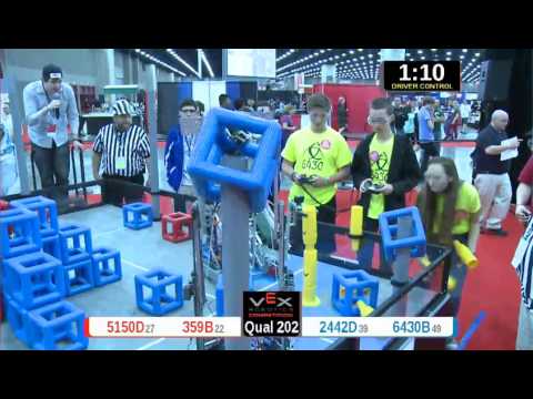 2015 VRC Engr Q202 - 5150D 359B vs 2442D 6430B - 65 to 49 - VEX Worlds 2015 - Engineering Division