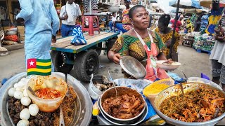 Delicious African street food in the biggest market in Togo west Afric