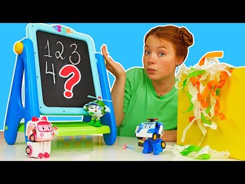 Spielzeug Video mit Irene. Robocar Poli und Irene suchen die Zahlen.