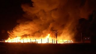 Raw: Power Poles Burn in Central California
