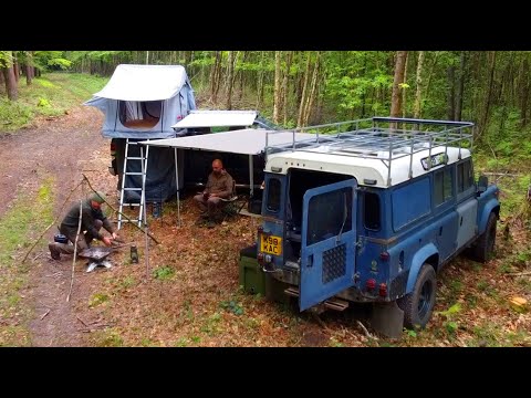Wild Camping in Trucks - A rainy night in a Forest