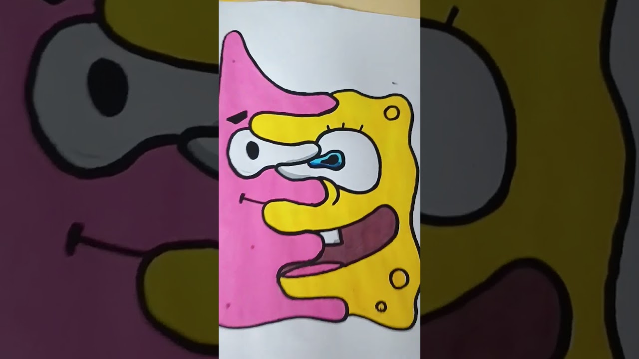 Drawing SpongeBob and Patrick with Posca Markers! Fusion Effect! #shorts