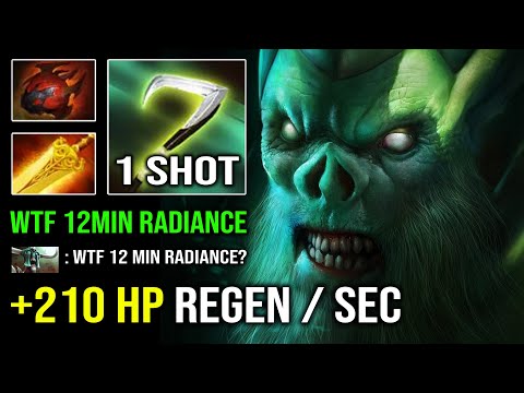 WTF +210 HP Regen Per Sec 1v5 Necrophos with 12Min Radiance Brutal 1 Shot Reaper 7.32c Dota 2