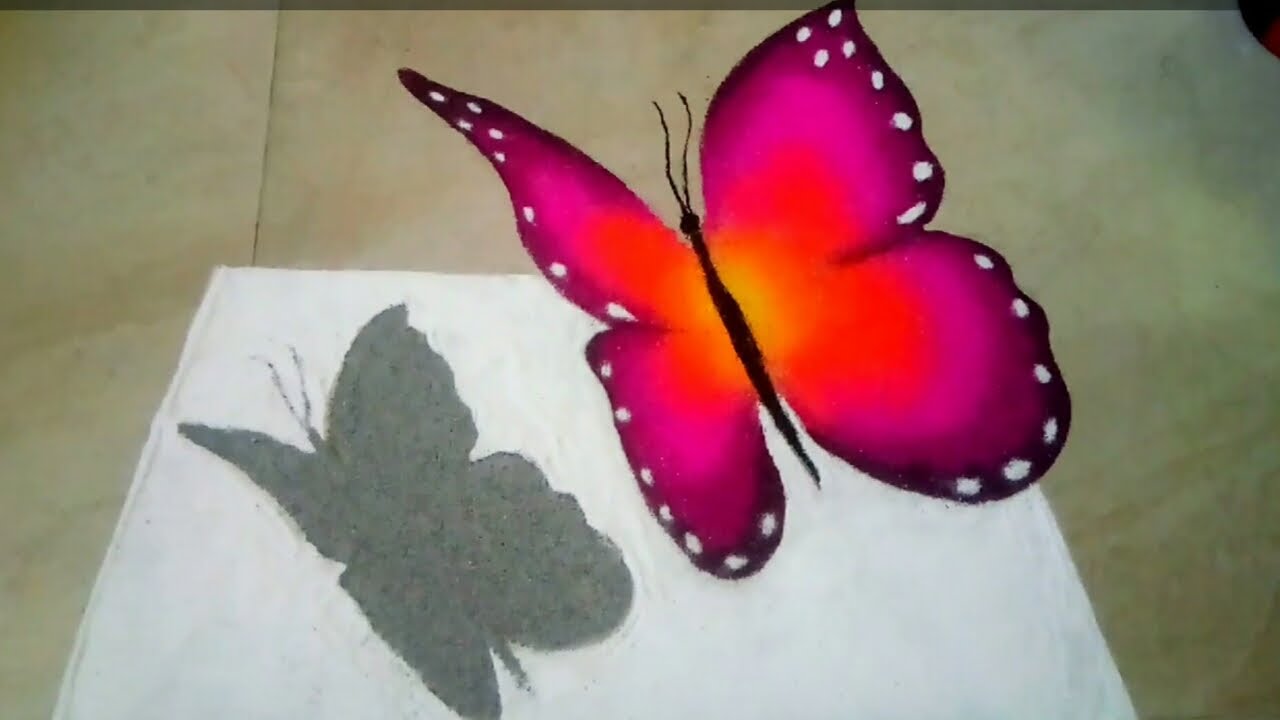Beautiful butterfly 3d poster rangoli design by sheela art