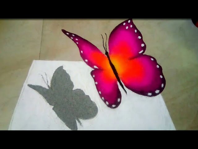 Beautiful butterfly 3d poster rangoli design by sheela art