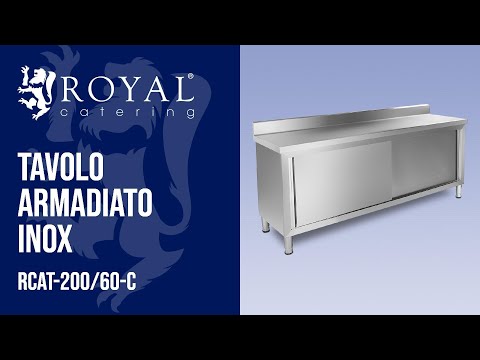Video - Tavolo armadiato inox - ECO - 200 x 60 cm - 160 kg - Alzatina - Royal Catering