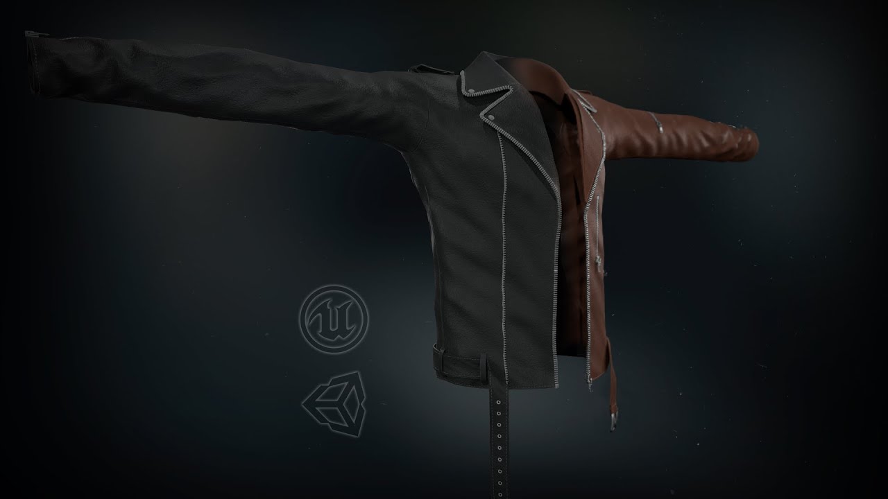 Black/Brown Jacket | 3D Model | Game ready | CG StudioX