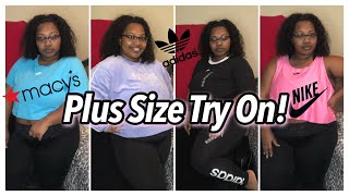 Nike and Adidas Plus Size Macys.com Activewear Try On Haul | Crop Tops Leggings & More