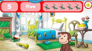Animal games. Curious George playing Hide and Seek! Educational game.