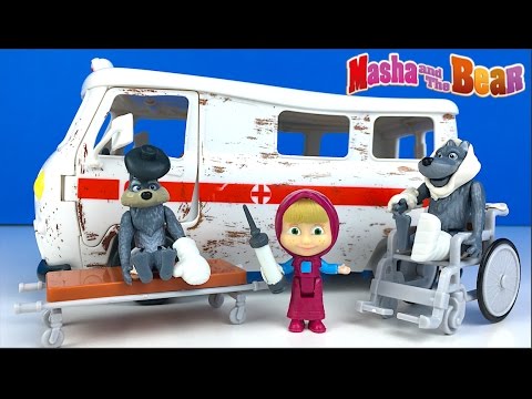 MASCHA UND DER BÄR KRANKENWAGEN SPIELSET VON SIMBA MASCHA KÜMMERT SICH UM DEN ENTFÜHRENDE WÖLFE