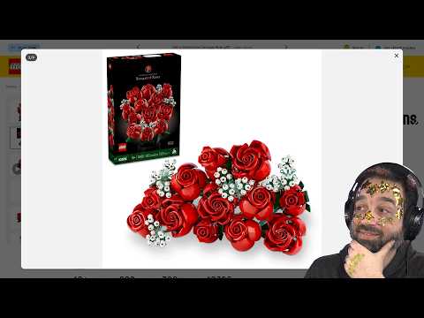 YouTube thumbnail: LEGO Bouquet of Roses revealed! My thoughts | 10328