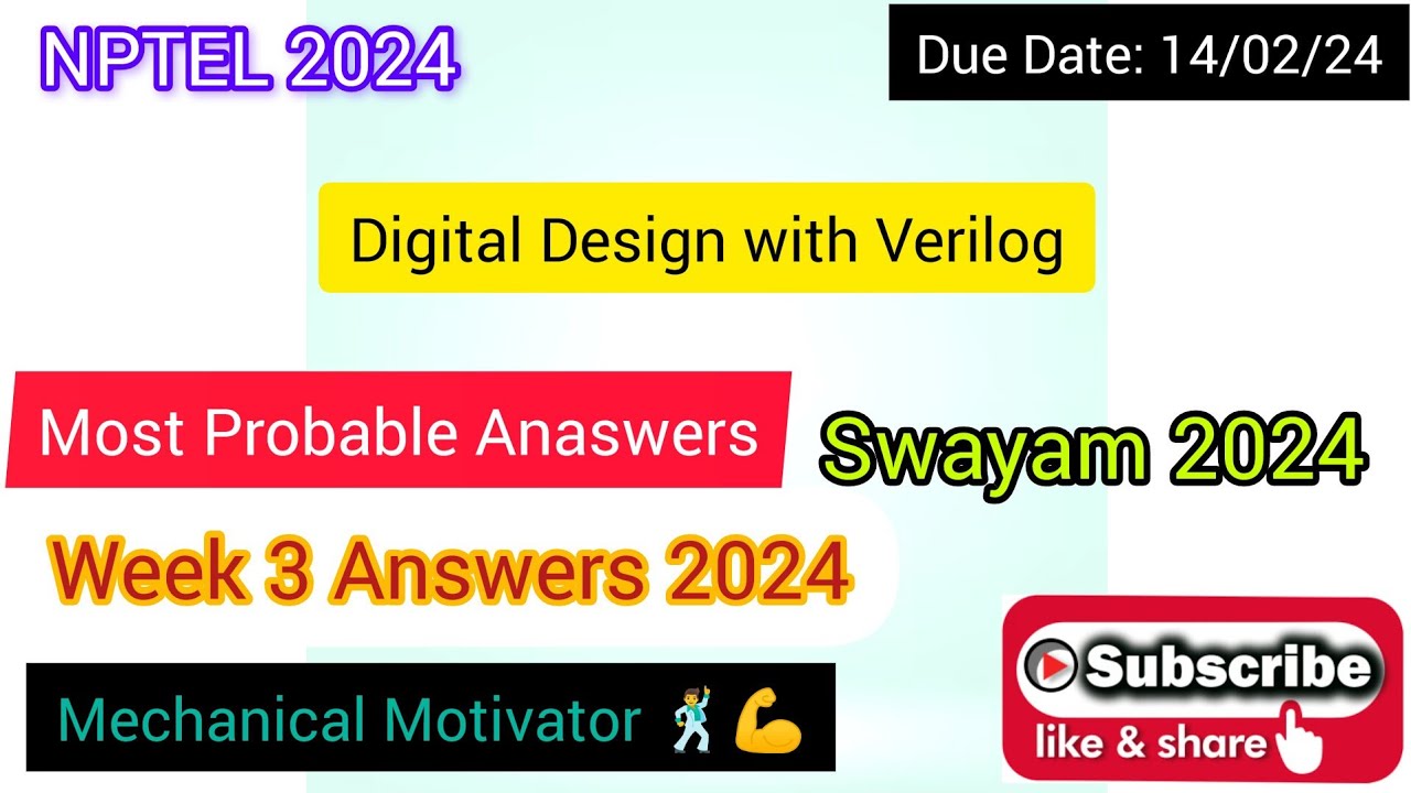 Digital Design with Verilog | Week 3 Quiz | Assignment 3 Solution | NPTEL | SWAYAM 2024