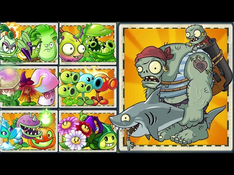 PvZ 2 Random Team Plants VS Pirate Gargantuar & Barrel Zombie LEVEL 10