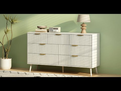 Riumlore Corin Mid-Century-Modern Fluted White 7-Drawer Dresser Assembly Instruction
