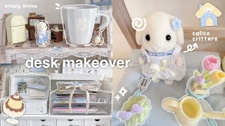 aesthetic desk makeover 🧸🛒 : pinterest inspired, stationary organization, ikea haul, calico critters