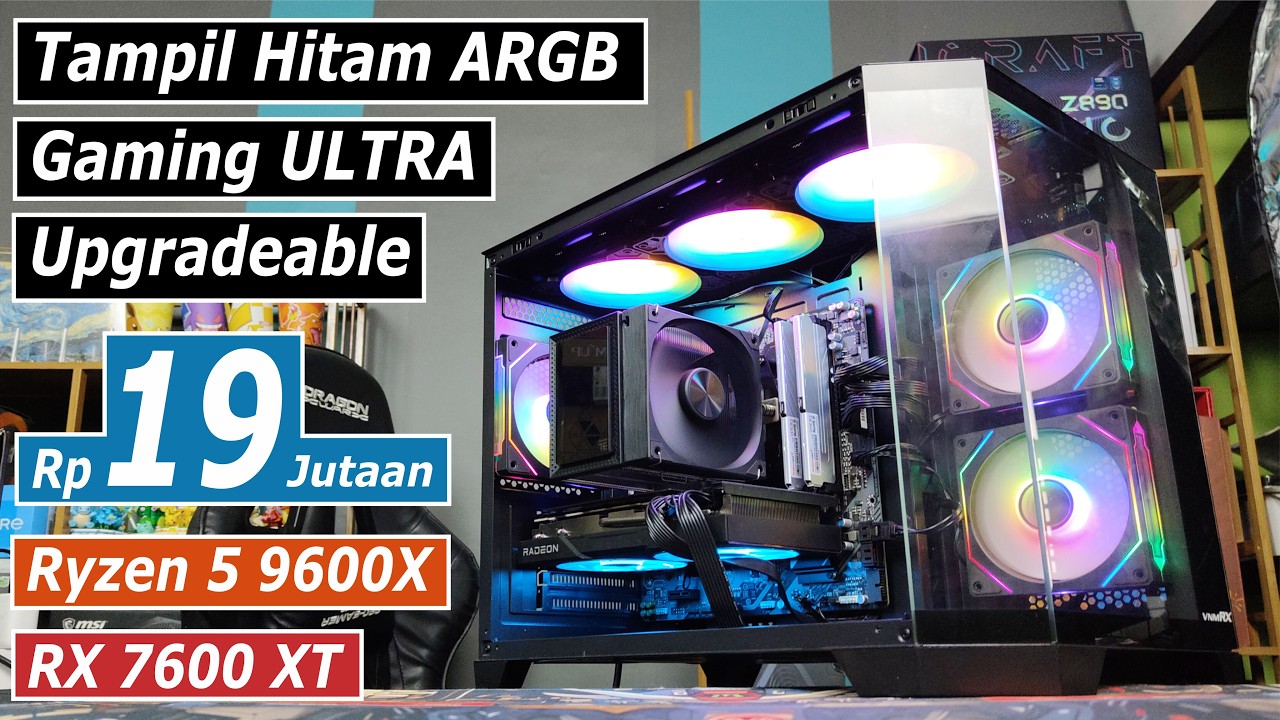 Rakit PC Gaming 1440P Rata Kanan 60 Fps Lebih with Ryzen 5 9600X + RX 7600 XT