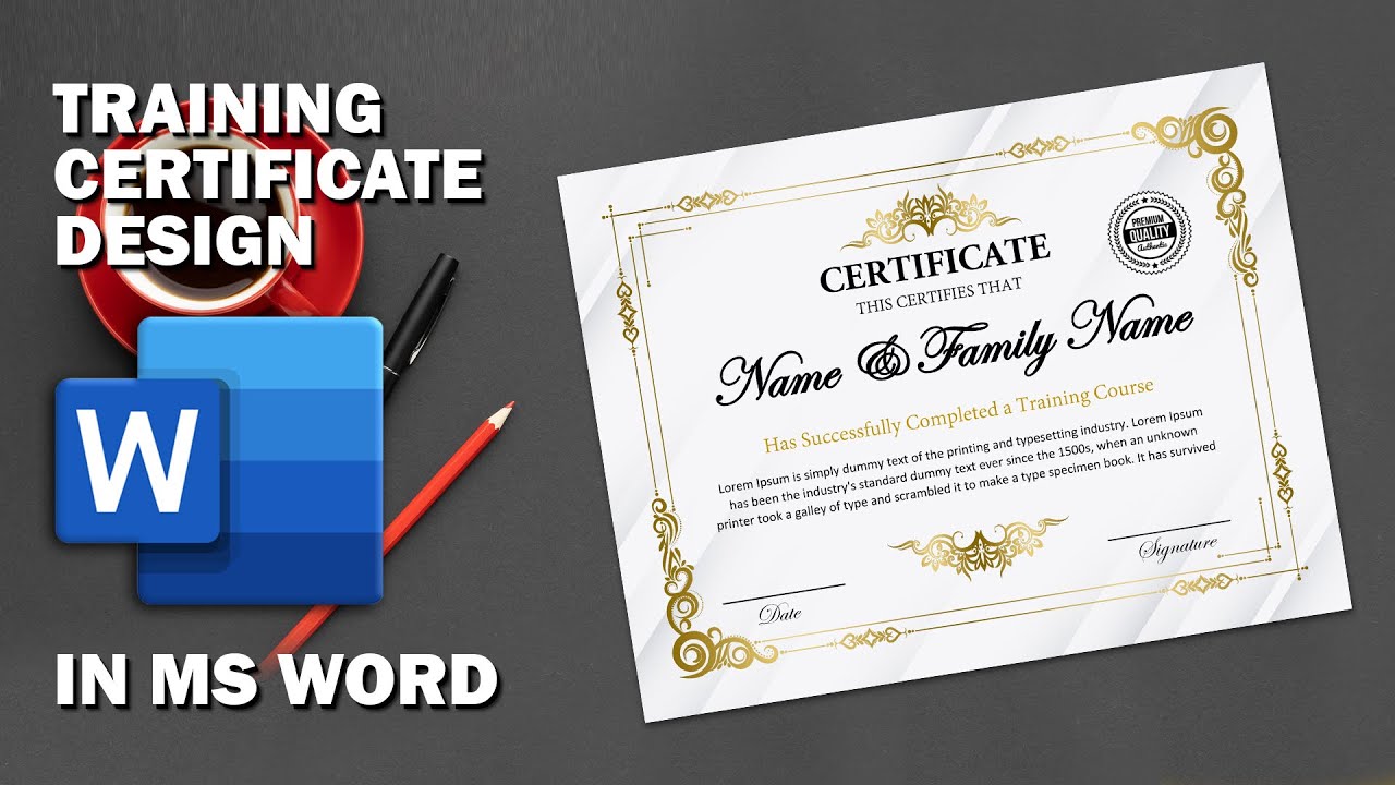 How to Design A Printable Training Certificate in MS Word | Download FREE Template