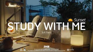 Download lagu 🥕3-HOUR STUDY WITH ME at Sunset 🌇| 🎹Calm Piano, Soft Music | Pomodoro 50-10 mp3