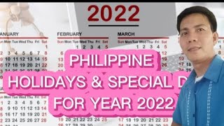 PHILIPPINE HOLIDAYS AND SPECIAL DAYS | YEAR 2022