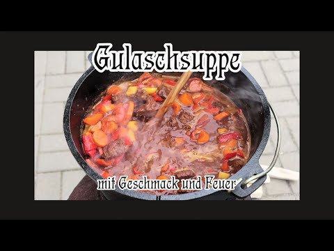 Goulash soup with taste and fire is super delicious in the Dutch Ove