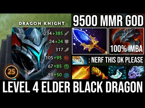 WTF Lvl4 Elder Black Dragon Form Aghanim + Radiance 9500 MMR DK | Monster Carry - 90% Damage DotA 2