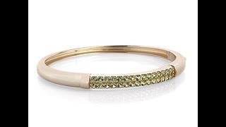Bellezza Gemstone Thin Oval Hinged Bangle Bracelet