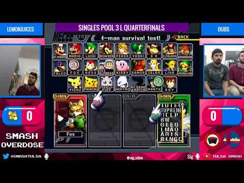 Smash Overdose 4 - Lemonjuices (Fox) vs Dubs (Marth) - Pool 3 Losers Quarters