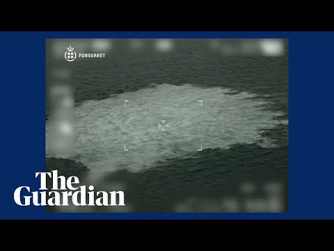 Aerial footage of leak in Danish waters from Nord Stream 1 pipeline