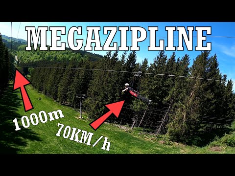 Flug mit der zweitlängsten Megazipline Europas | 70Km/h und 1000m Länge | Megazipline ASTENKICK