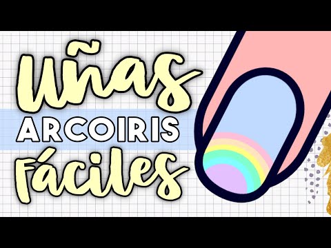 ¡QUEDARON HERMOSAS! · UÑAS ARCOIRIS FACILES 🌈