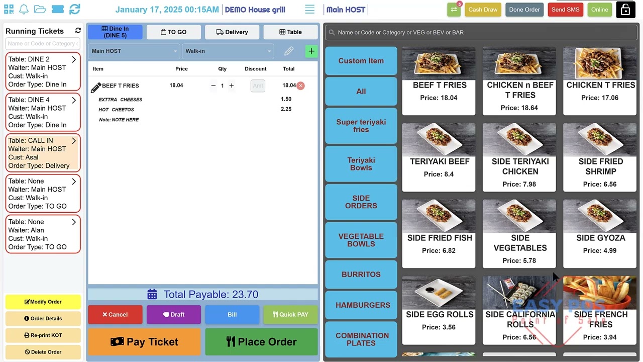 HOW TO PLACE AN ORDER ON EASY POS RESTAURANT POS
