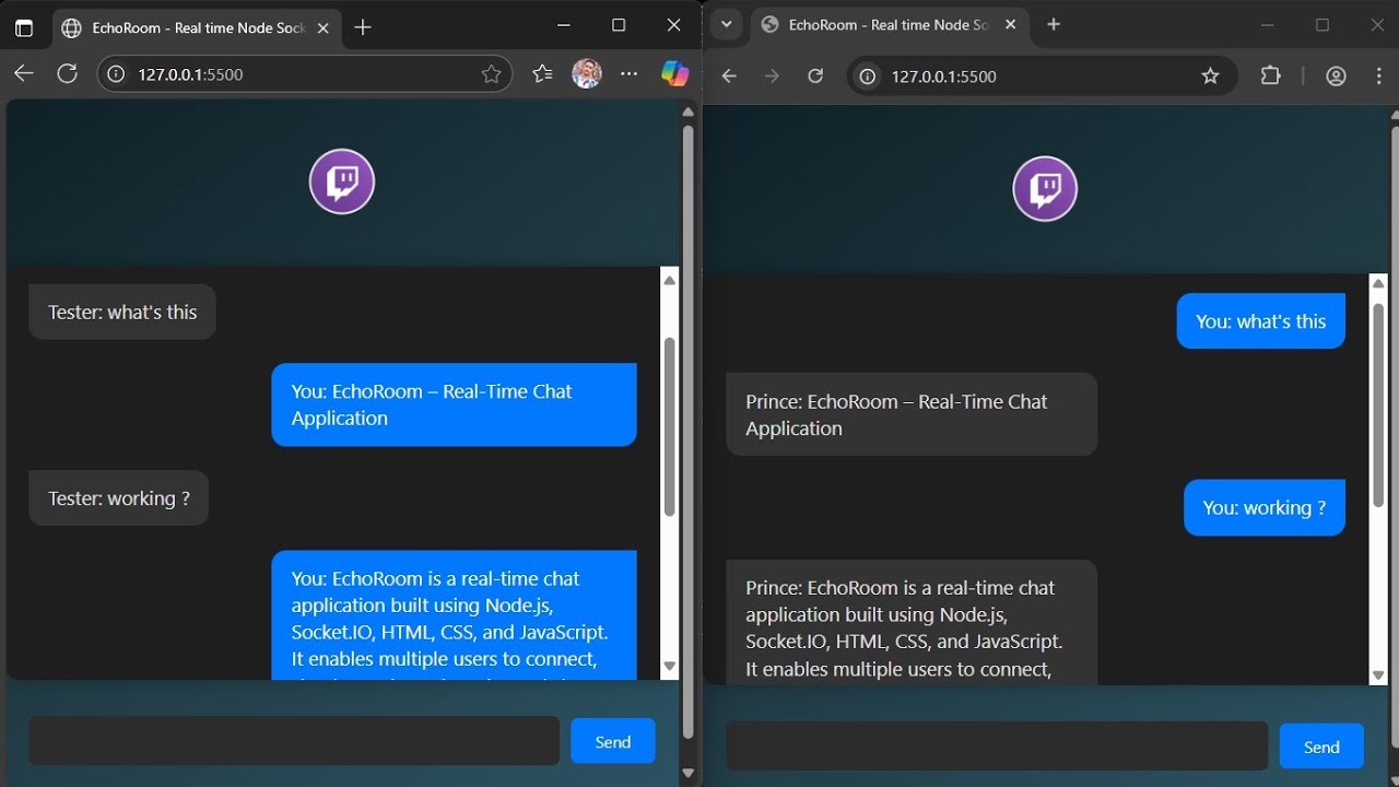 🚀 EchoRoom – Real-Time Chat App using Socket.IO, Node.js, JavaScript | Full Project Demo