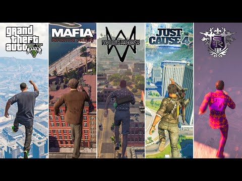 Jumping  From  HIGH PLACES in 13 OPEN - WORLD Games ( 2004-2021) | CYBERPUNK , MAFIA , GTA and more.