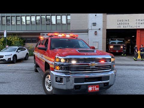 FDNY Battalion 11, Engine 76, Tower Ladder 22 Returning To Their Firehouse In Manhattan NYC