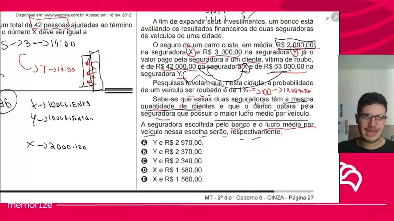 Resolução em Vídeo — Questão 164 ENEM 2014 Reaplicação