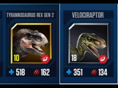 TYRANNOSAURUS REX GEN 2 VS VELOCIRAPTOR II Jurassic World The Game II Dinosaurs Game
