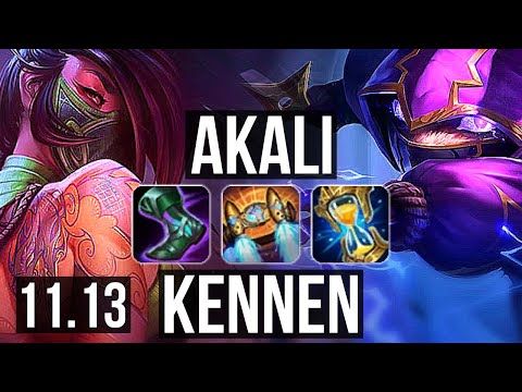 AKALI vs KENNEN (MID) | 9 solo kills, 66% winrate, Legendary, 19/5/6 | EUW Grandmaster | v11.13