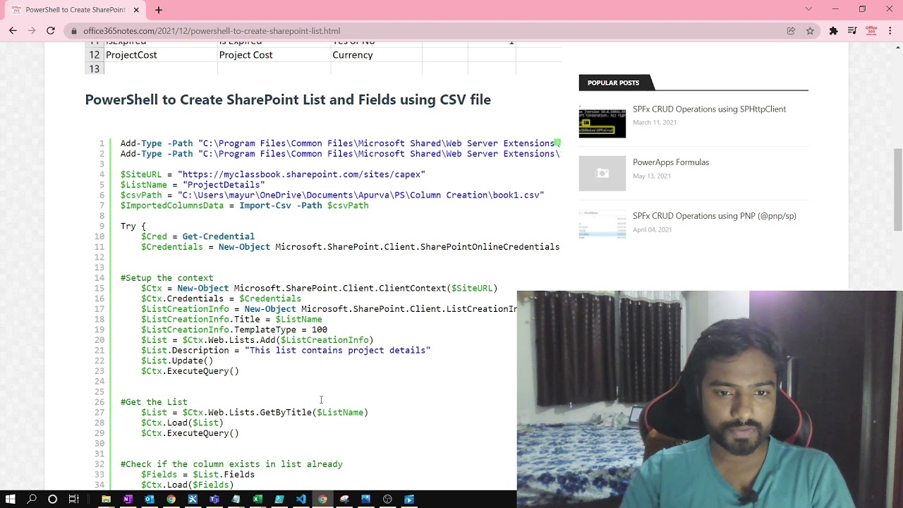PowerShell to Create SharePoint List and Columns using CSV file