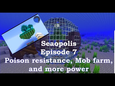 Seaopolis - Poison resistance, mob farm, power, RFTools Builder - Episode 7