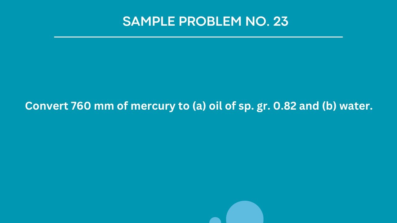 UNIT PRESSURE - Sample Problem No. 23 (Fluid Mechanics & Hydraulics)