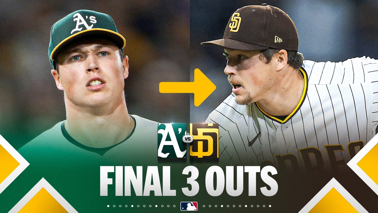 FINAL 3 OUTS: Mason Miller records the save vs. his former team! | MLB Highlights (A's vs. Padres)
