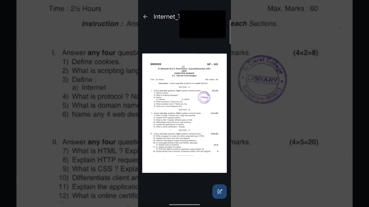 BCA 4TH SEM INTERNET TECHNOLOGIES QUESTION PAPER 2023