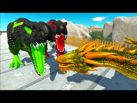 2x BATMAN T-REX MOUNTAIN DEATH RUN - Animal Revolt Battle Simulator